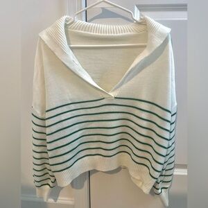 Women’s Striped Collard Sweater